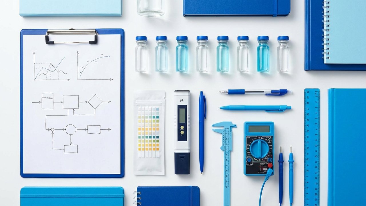Organised engineering process documentation and water chemistry testing instruments